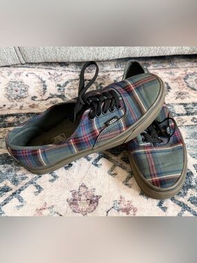 Vans Plaid Canvas Low-Top Sneakers - Green/Black